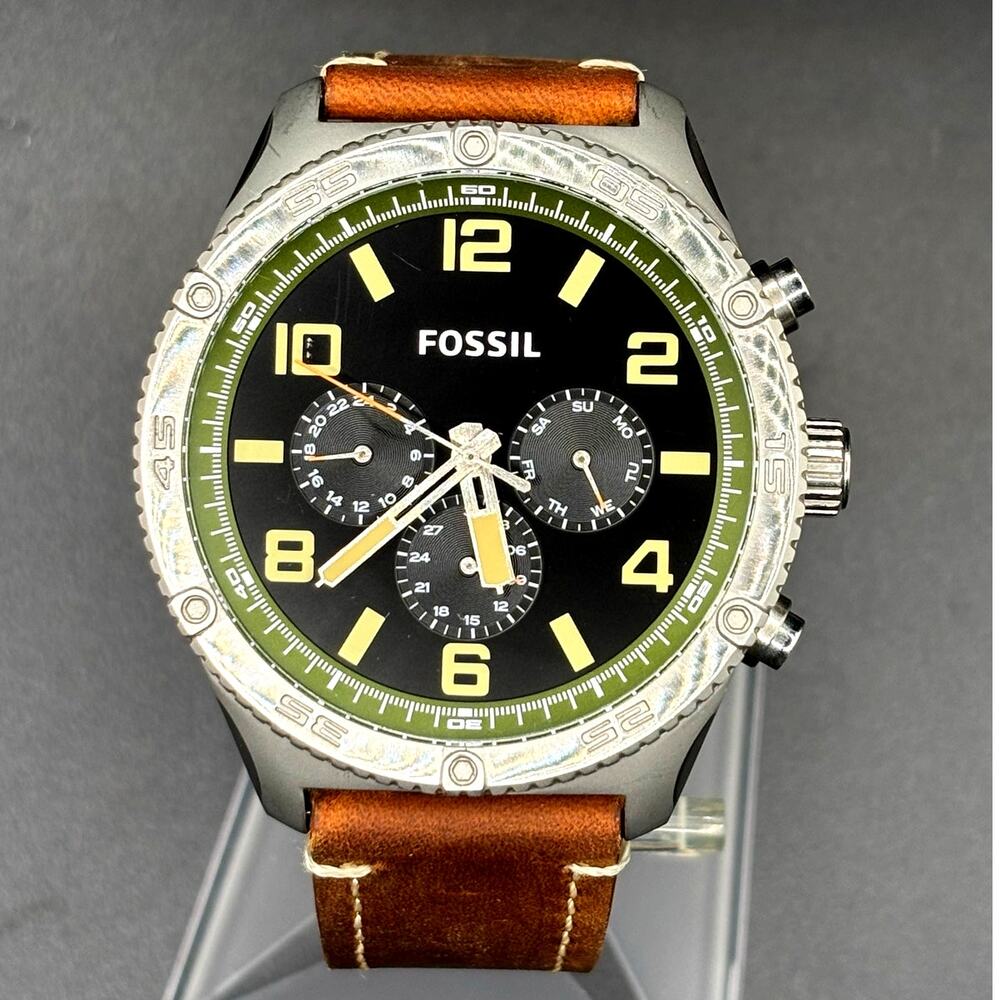 Fossil Brox BQ2624 Multifunction Black Dial Men’s Watch 50mm Brown Leather